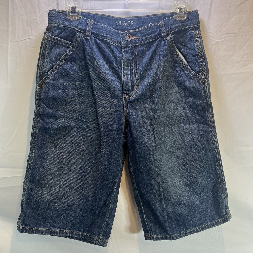 Boys Jean Shorts Children's Place Size 14 NWT Denim Dark Wash Cargo Pocket